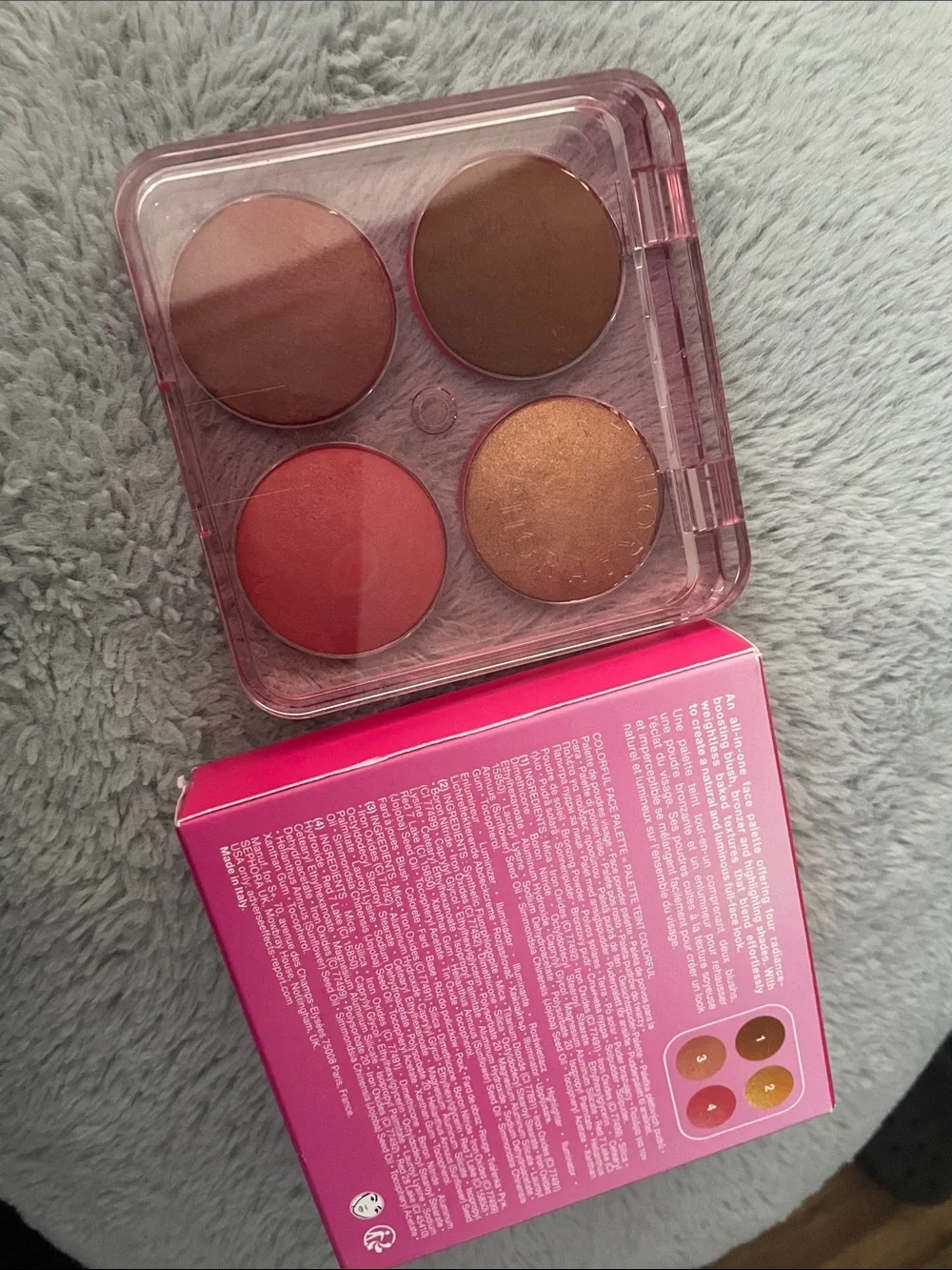 Sephora Four-Shade Face & Cheek Palette — Coral, Peach, Bronze, Gold